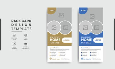 Real estate rack business rack card template design, Creative modern corporate real estate agency rack card or dl flyer template design