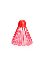 Red Plastic Badminton Ball (Shuttlecock), Isolated On White Background