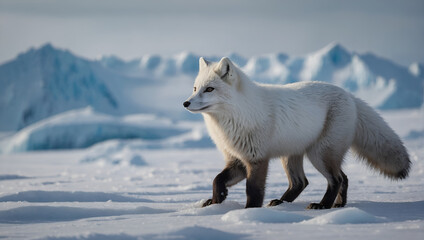 Arctic Wildlife: Stunning White Wolf in winter day