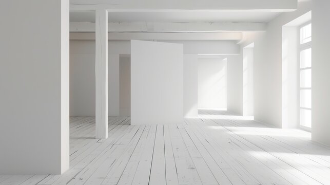empty room with white shades