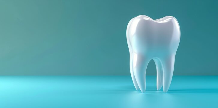 White Tooth on Blue Background