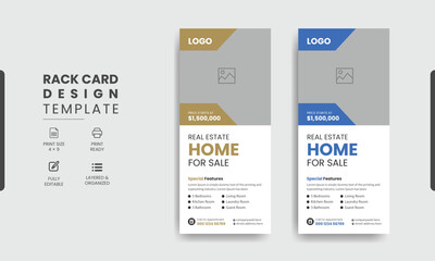 Real estate rack business rack card template design, Creative modern corporate real estate agency rack card or dl flyer template design