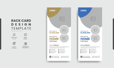 Real estate rack business rack card template design, Creative modern corporate real estate agency rack card or dl flyer template design