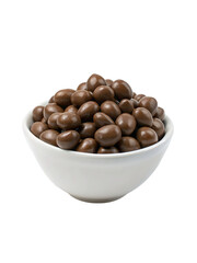Chocolate Malt Balls in a bowl. isolated on transparent background.