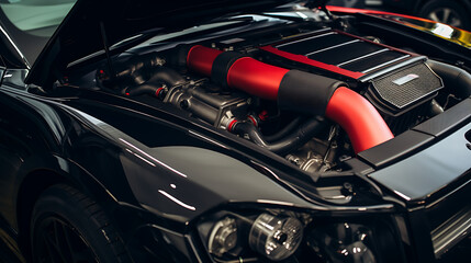 a high-performance air intake on a sports car.