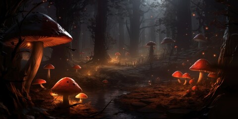 mushrooms at night