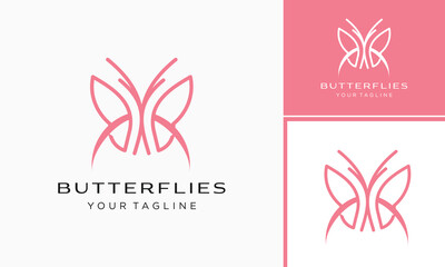 Vector butterfly wings simple outline modern logo design