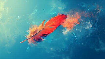 Copy space magic feather design graphic resource background AI image Generative - obrazy, fototapety, plakaty