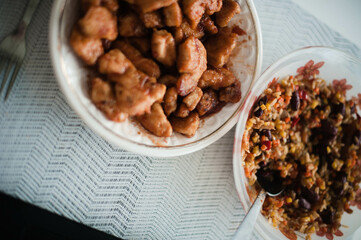 A mouthwatering image showcasing Chinese chicken and rice, exuding delicious flavors and cultural richness