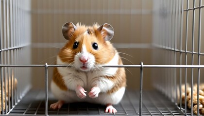 A Hamster Climbing To The Top Of Its Cage Upscaled