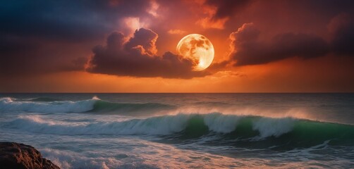 Luna su tramonto arancio