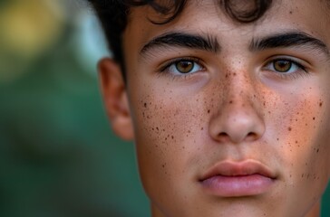 Teenage boy with facial moles