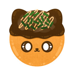 Cat Takoyaki Cute Takoyaki Mascot Character Kawaii Cartoon illustration Cute Takoyaki Cute Japanese Food