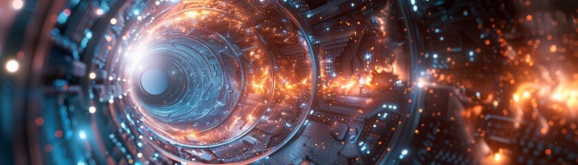 Futuristic atom collider in space advanced sci-fi - obrazy, fototapety, plakaty