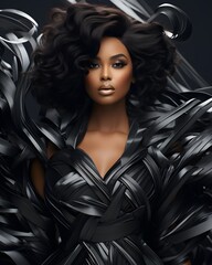 portrait of black woman in high fashion style
