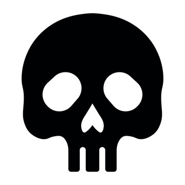 black vector skull icon on white background
