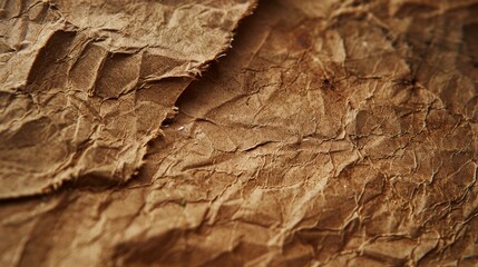 Crumpled piece of textured brown kraft paper