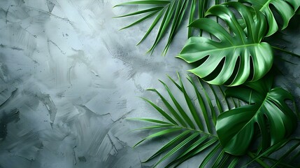 Tropical Green Leaves Background Ideal for Travel or Recreation Themes. Concept Tropical Leaves, Greenery, Travel, Recreation, Background