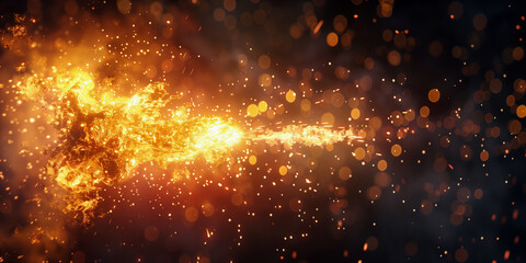 High quality golden bokeh with flame and flash. - obrazy, fototapety, plakaty