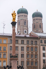 Fototapeta na wymiar Virgin Mary's Column at Marienplatz in Munich, Germany