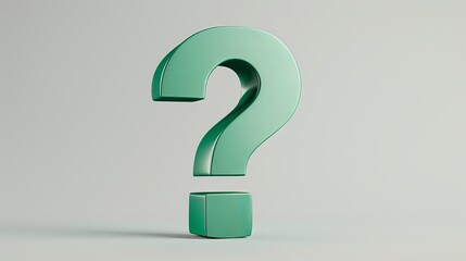 matte green, octane render, 3d render, white background, and question mark icon