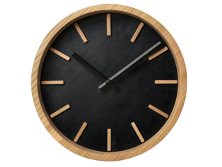 simple wall clock, isolated cutout object with shadow on white background