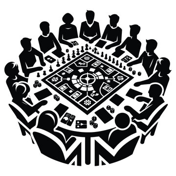 recommend clip art: Social Board Game Silhouette