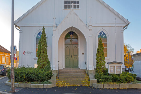 Entrance to Methodist Church Building in Fredrikstad Norway