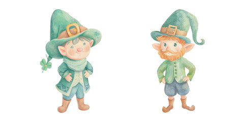Naklejka premium cute leprechaun watercolour vector illustration