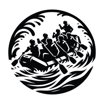 recommend clip art: Team Whitewater Rafting in Rapids