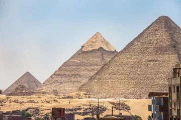 Foto op Canvas Archeology photography, Great Pyramid of Giza, Cheops Pyramid, Photo is selective focus with shallow depth of field. Taken Cairo Egypt on 17 June 2019 © Sherif
