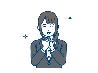 喜ぶ女性会社員のイラスト