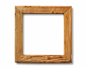 wooden square frame on white background