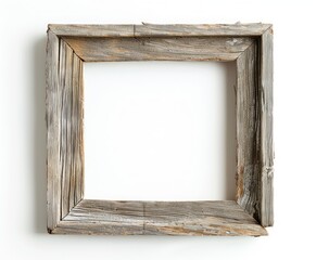 wooden square wall frame on white background