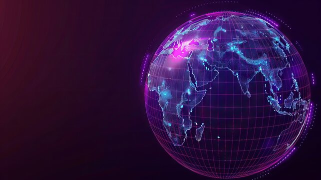 Futuristic hologram earth globe n dark background