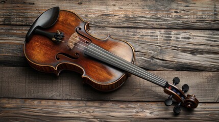Fototapeta na wymiar vintage Violin on wooden floor