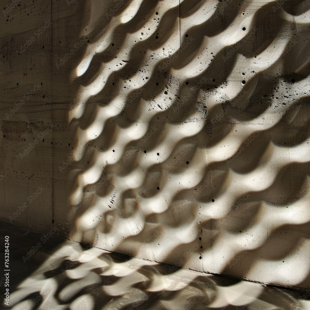 Aufkleber a pattern of shadows and light on a textured wall, creating a dynamic interplay of forms,
