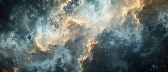 An ethereal cloud of interstellar dust and stars, creating a cosmic abstract scene, - obrazy, fototapety, plakaty
