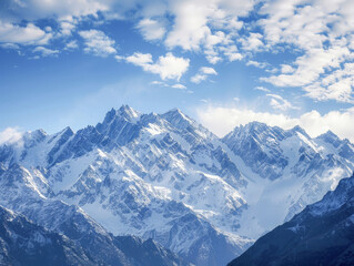 Obraz premium The mountains are covered in snow and the sky is clear and blue