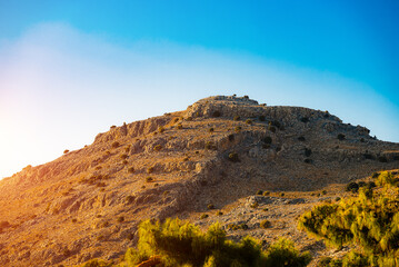Beautiful huge mountain hills in Rhodes, Greece. - 763285434