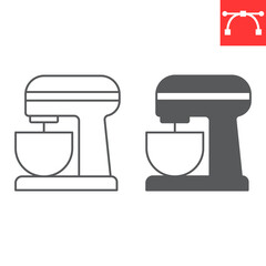Stand mixer line and glyph icon, home appliances and kitchen equipment , cooking mixer vector icon, vector graphics, editable stroke outline sign, eps 10.