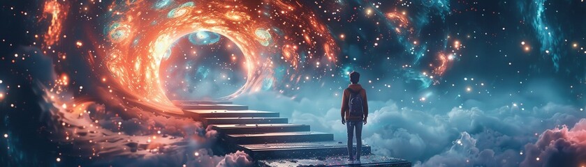 Design a captivating image showcasing a stylized path leading to a virtual cryptocurrency and blockchain knowledge hub Incorporate 