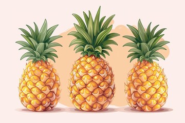 flat logo pineapple tropical fruit vector illustration white background