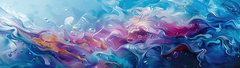 Underwater scenes abstracted into fluid shapes and gradients, evoking a sense of serenity,
