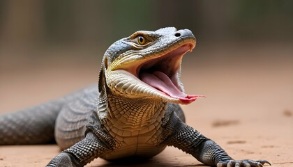 A Monitor Lizard With Its Tongue Flicking Out Tas Upscaled 7 - obrazy, fototapety, plakaty