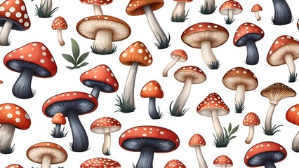 seamless background with mushrooms