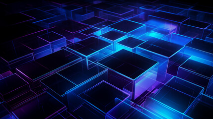 Vibrant Glowing Neon Cubes with a Futuristic 3D Design Concept