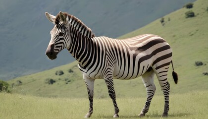 Fototapeta na wymiar A Zebra In A Mountainous Region Upscaled