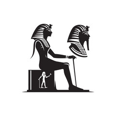 Sovereign Pharaoh Seti Silhouette - Exuding the Majesty and Dignity of Ancient Royalty in Fine Illustration - Minimallest Pharaoh Seti Vector
