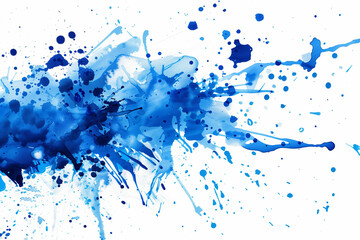 Illustration of many blue splashes of color on a white background